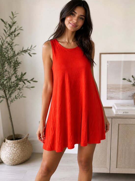 H&M Dresses & Skirts - H&M Red Sleeveless Swing Dress Womens Small Flowy Casual Mini